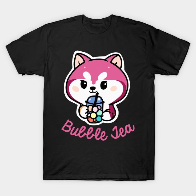 Husky Bubble Tea Dog Owner Retro Funny Dog T-Shirt by BetterManufaktur